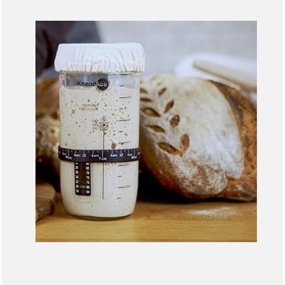 KneadAce Sourdough Starter Jar With Date Marked Feeding Band, Thermometer, NWT - Picture 8 of 14